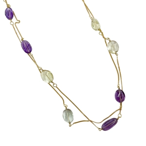 Collana in oro giallo 18 karati e gemme naturali - Italia anni '90