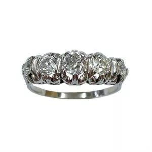 18 karat white gold ring with diamonds - Italy 1920s