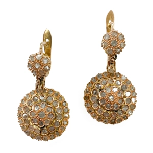 Rose gold earrings with diamonds - Italy 19th century