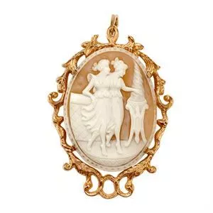 Liberty pendant in 18 karat gold with shell cameo - Italy 1950s