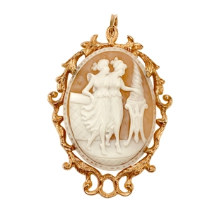 18 karats gold pendant with shell cameo - Italy 1950s