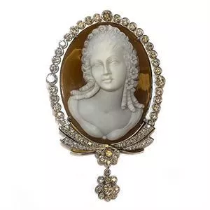 18-karat gold pendant-brooch with cameo and diamonds - Italy 1950s