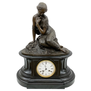 Fireplace clock with sculpture - Cumberworth - France 19th century