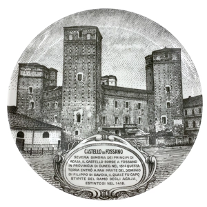 Porcelain plate - The beauties of Piedmont - Castle of Fossano - Piero Fornasetti