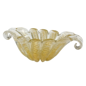 Centrotavola in vetro di Murano - Cordonati oro - Ercole Barovier anni '50
