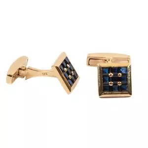 18 karat gold cufflinks with sapphires - 1980s