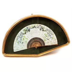 Hand-painted parchment paper fan - early 1900s