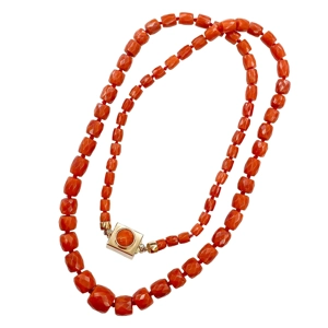 Collana in corallo naturale e oro 14 karati - Italia primo '900