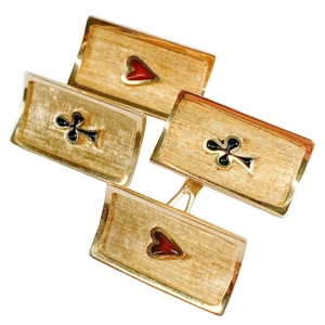 Gemelli in oro giallo 18k con carte da gioco - Italia anni '60