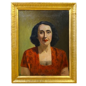 Oil on canvas with female portrait - Italy 1950s