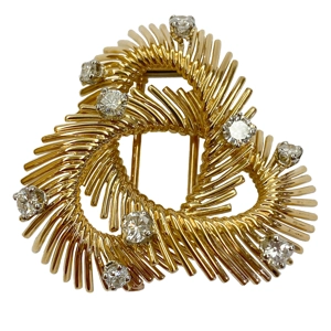 18 karat yellow gold garland brooch with diamonds - Mellerio - France 1950s
