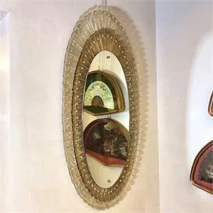 Specchiera ovale con cornice in vetro di Murano - Venezia anni '70