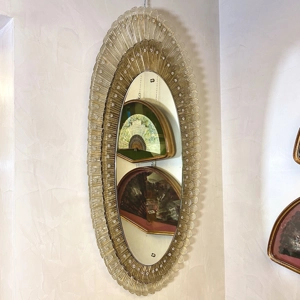 Oval mirror with Murano glass frame - Italy 1970s