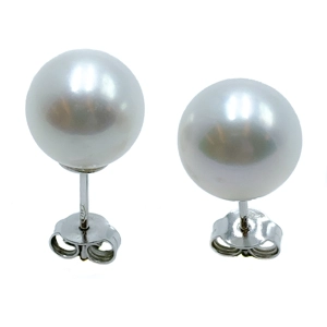 18 karat white gold earrings with natural Australian pearls - Italy