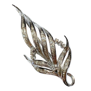 18 karat white gold brooch with diamonds - Italy 1950s