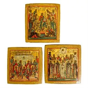Wooden travel triptych - Russia 19th century