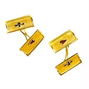 18k yellow gold cufflinks with playing cards - Italy 1960s