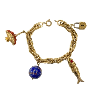 18 karat yellow gold bracelet with charms - Italy 1950s