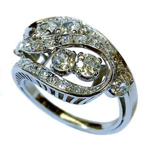 Contrariè ring in platinum with diamonds - Italy 1930s