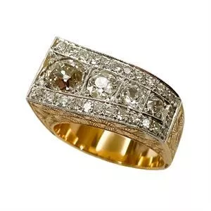 Déco ring in rose gold and platinum with diamonds - Italy 1930s