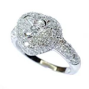 White gold heart ring with diamonds - Italy