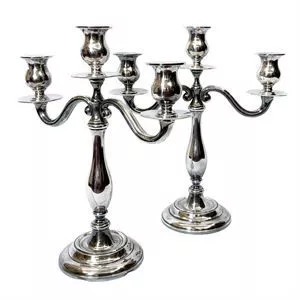Pair of silver 800 candle holders - Zanovello - Italy 1960s