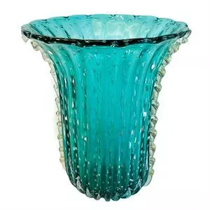 Large green Murano glass vase - Fratelli Toso - Italy 1960s