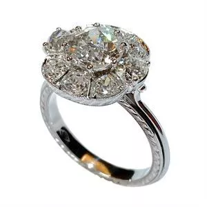 Platinum ring with diamonds - Italy 1930s