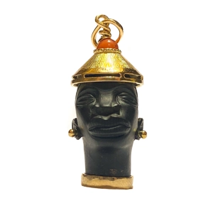 Venetian Moor head pendant in ebony and 18k yellow gold - Italy 1960s