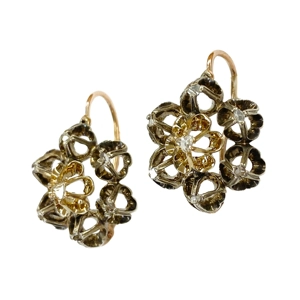 Gold and silver earrings with diamonds - Italy 19th century