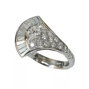 18kt white gold ring with diamonds - Italy