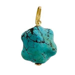 18 karat yellow gold pendant with natural turquoise - Italy 1970s