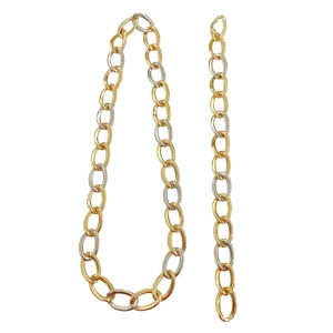 Demi parure in 18 karat white and yellow gold - Italy 1970s
