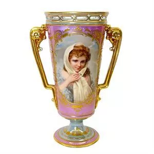 Vaso in porcellana policroma - Austria XIX secolo