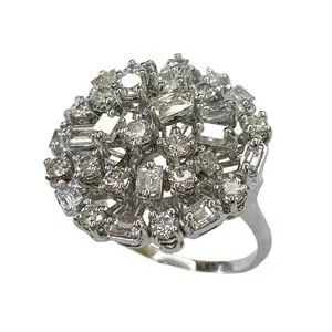 Anello a cupola in oro bianco 18 karati con diamanti - Italia anni '50
