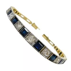 18kt yellow and white gold bracelet with sapphires and diamonds - Italy early 1900s