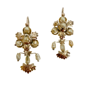 12 karat gold earrings with baroque pearls - Italy 19th century