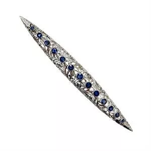 18kt white gold brooch with sapphires - Italy 1920s
