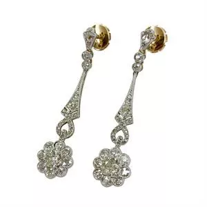 Liberty earrings in gold and platinum with diamonds - Italy early 1900s