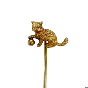 18 karat yellow gold brooch - cat - Italy 1950s