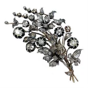 Gold and silver brooch with diamonds - Italy 19th century