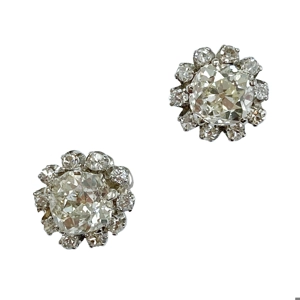 Daisy earrings in 18 karat white gold with diamonds - Italy 1940s