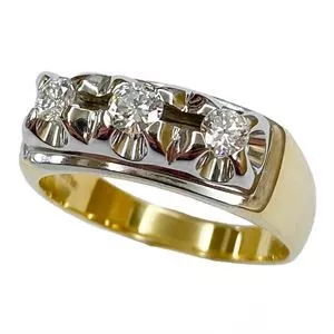 Trilogy ring in 18 karat white and yellow gold with diamonds - Italy 1990s