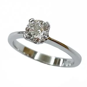 Solitaire ring in 18 karat white gold with diamond - Italy