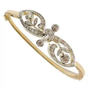 Liberty rigid bracelet in yellow gold and platinum with diamonds - Italy 1920s