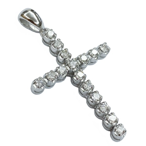 Cross pendant in 18 karat white gold with diamonds - Italy 1960s