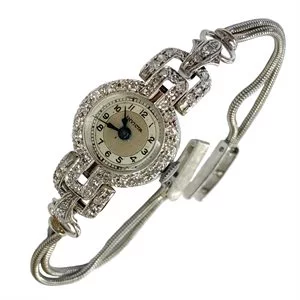 18k white gold wristwatch with diamonds - Invicta - Switzerland 1930s