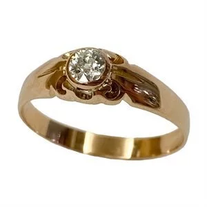 14 karat rose gold ring with diamond - Italy early 1900s