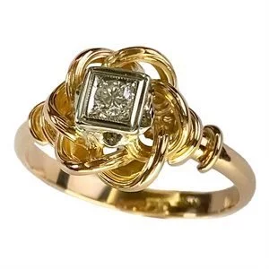18 karat yellow and white gold ring with diamond - Italy 1940s