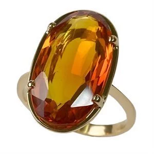 18 karat yellow gold ring with oval topaz - Italy 1970s